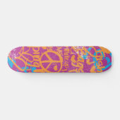 Grafitti Oranje, Paars Damask Skateboard (Horizontaal)