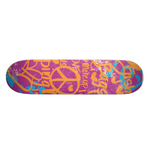 Grafitti Oranje, Paars Damask Skateboard
