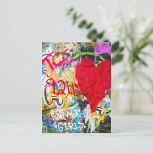 Grafitti Rock Heart Briefkaart (Staand voorkant)
