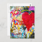 Grafitti Rock Heart Briefkaart (Voorkant / Achterkant)