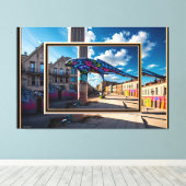 Grafitti Stadt Canvas Afdruk (Insitu (Houten vloer))