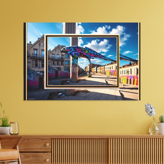 Grafitti Stadt Canvas Afdruk (Insitu (Woonkamer))