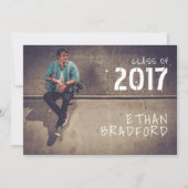 Grafitti Style Guy Foto Afstudeerfeest Kaart (Voorkant)