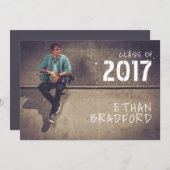 Grafitti Style Guy Foto Afstudeerfeest Kaart (Voorkant / Achterkant)