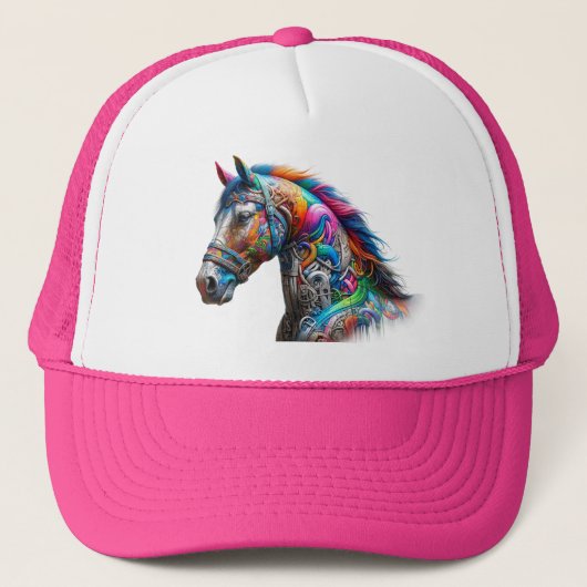 Grafity paard kleurrijk trucker pet (Voorkant)