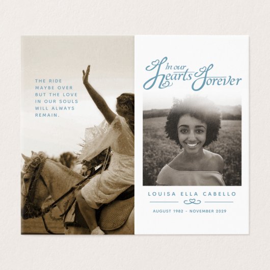 Grafplechtigheid in onze harten voor altijd blauwe kaart (Buitenkant ongevouwen)