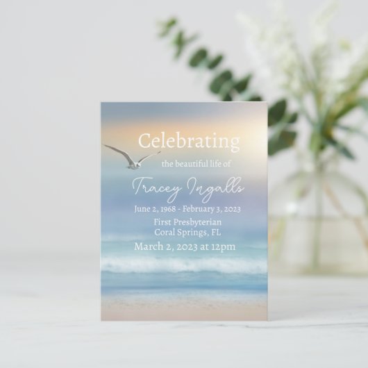 Grafrede Oceaan Zonsondergang Zeemeeuw Briefkaart (Staand voorkant)