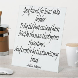 Grafrovers van Shakespeare Grafschrift en Verwensi Reclamebord Met Voetstuk