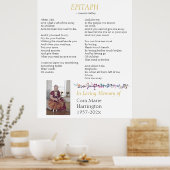 Grafschrift Gedicht Aangepaste Herdenking Poster (Keuken)