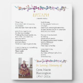 Grafschrift Gedicht Aangepaste Herdenking Tafelbla Fotoplaat (Voorkant)