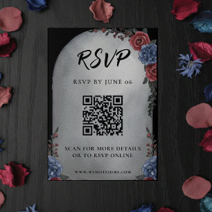 Grafsteen Bloemrijke Gotische Huwelijks QR Code RS Informatiekaartje