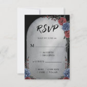Grafsteen Bloemrijke Gotische Huwelijks RSVP Kaartje (Voorkant)
