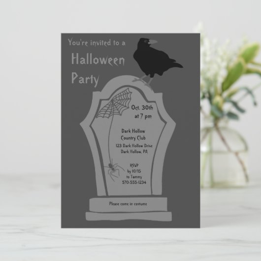 Grafsteen Grafische Custom Halloween Party Kaart (Staand voorkant)