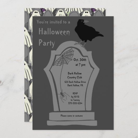 Grafsteen Grafische Custom Halloween Party Kaart (Voorkant / Achterkant)