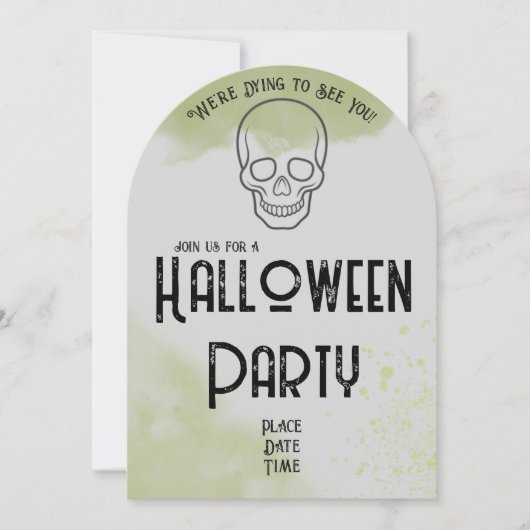 Grafsteen Halloween-feestuitnodiging Kaart (Voorkant)