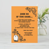 Grafsteen Halloween Uitnodiging (Staand voorkant)