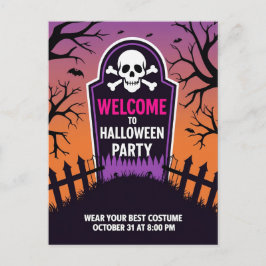 Grafsteen Schedel Halloween Feest Feestdagenkaart