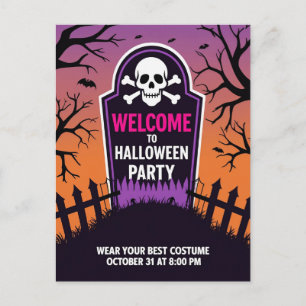 Grafsteen Schedel Halloween Feest Feestdagenkaart