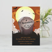 Grafsteen Volle Maan Halloween Kaart (Staand voorkant)