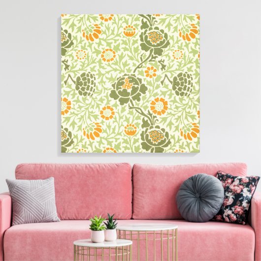 Grafton Pattern (door William Morris) Canvas Afdruk (Insitu (Woonkamer))