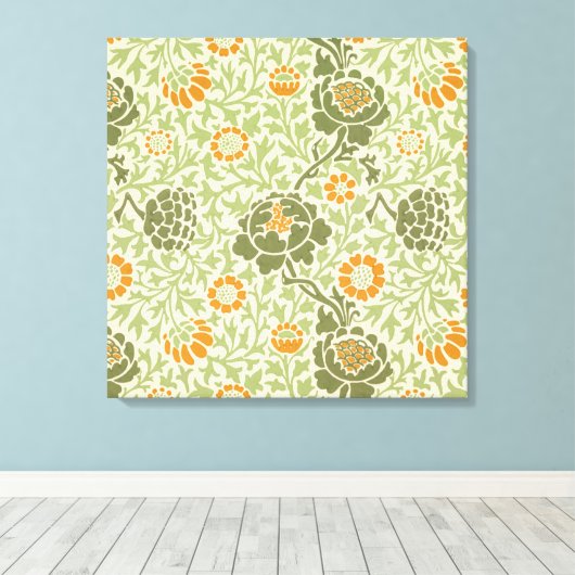 Grafton Pattern (door William Morris) Canvas Afdruk (Insitu (Houten vloer))