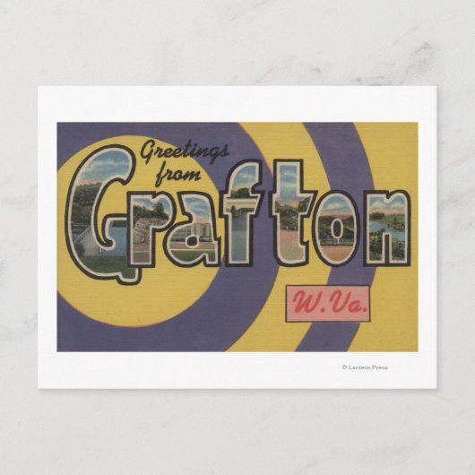 Grafton, West Virginia - Grote Letter-scènes Briefkaart (Voorkant)