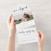 Grage kalligrafie Foto Elopement Party All In One Uitnodiging (Afscheurbaar)