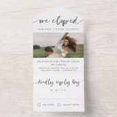 Grage kalligrafie Foto Elopement Party All In One Uitnodiging (Binnen)