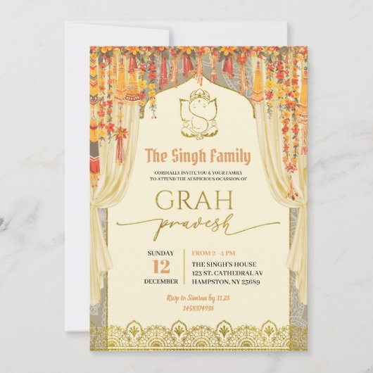 Grah Pravesh Indiase Hindoe Housewarming Kaart (Voorkant)