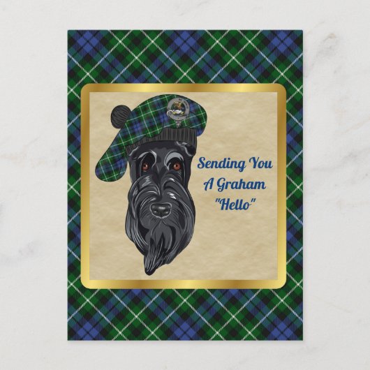 Graham Clan Badge & Tartan Briefkaart (Voorkant)