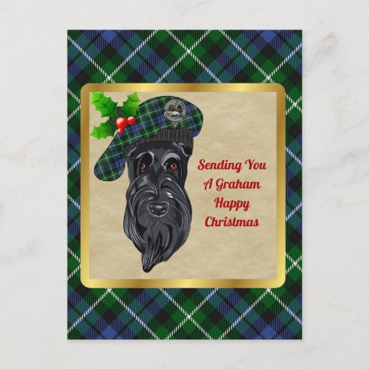 Graham Clan Badge & Tartan Kerstmis Briefkaart (Voorkant)