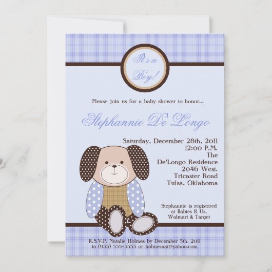 Graham Crackers Boy Blue Baby shower Invitation Kaart (Voorkant)