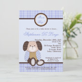 Graham Crackers Boy Blue Baby shower Invitation Kaart (Staand voorkant)