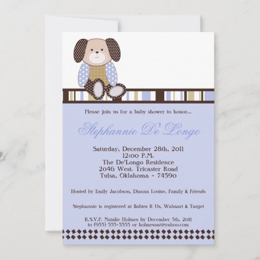 Graham Crackers Boy Blue Baby shower Invitation Kaart (Voorkant)