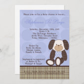 Graham Crackers Boy Blue Baby shower Invitation Kaart (Voorkant / Achterkant)