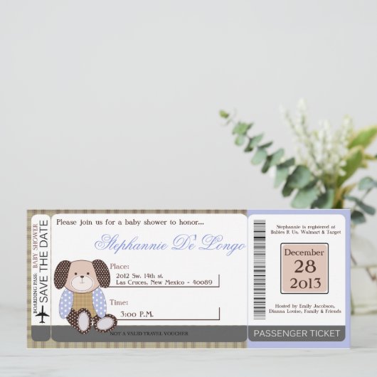 Graham Crackers Boy Blue Baby shower Uitnodiging (Staand voorkant)