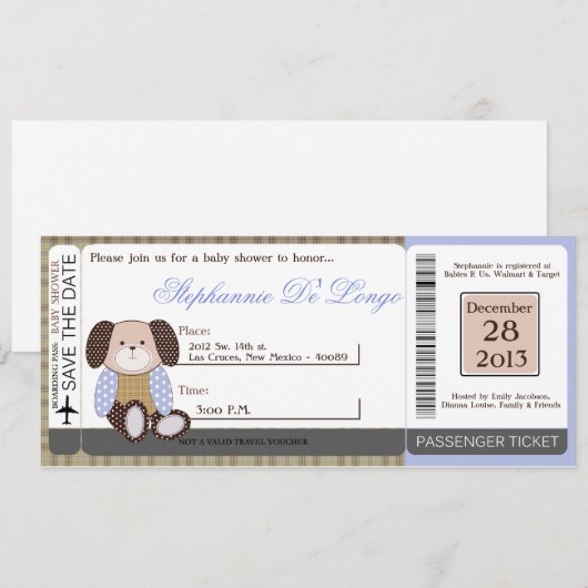 Graham Crackers Boy Blue Baby shower Uitnodiging (Voorkant / Achterkant)