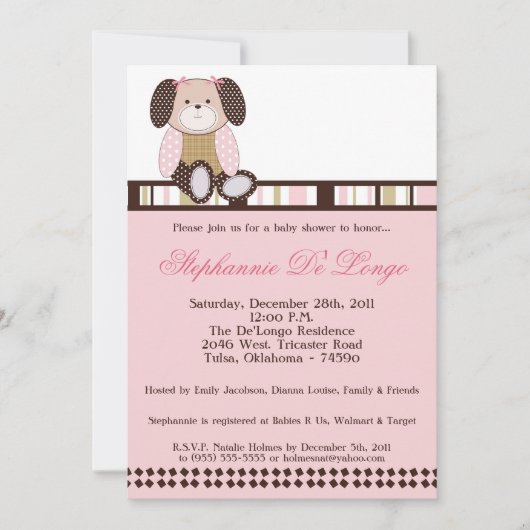 Graham Crackers Meisje Roze Baby shower Invitation Kaart (Voorkant)