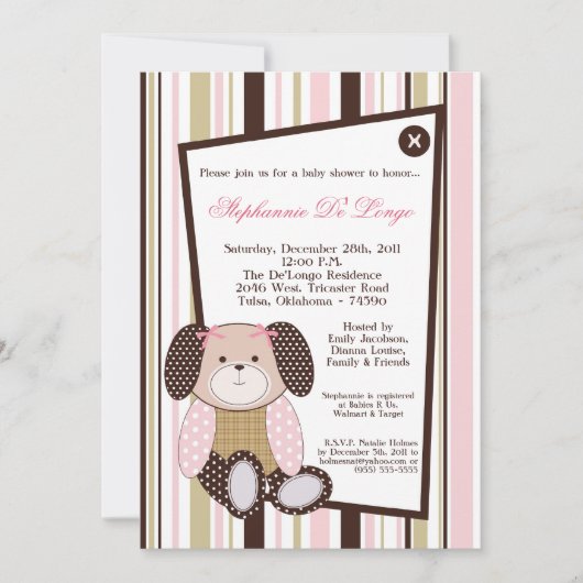 Graham Crackers Meisje Roze Baby shower Invitation Kaart (Voorkant)