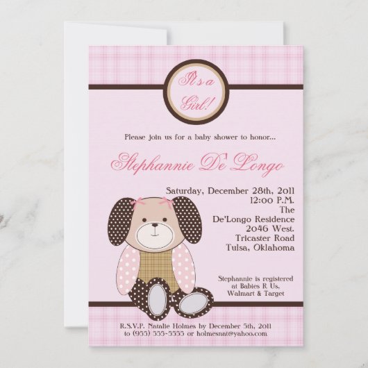 Graham Crackers Meisje Roze Baby shower Invitation Kaart (Voorkant)