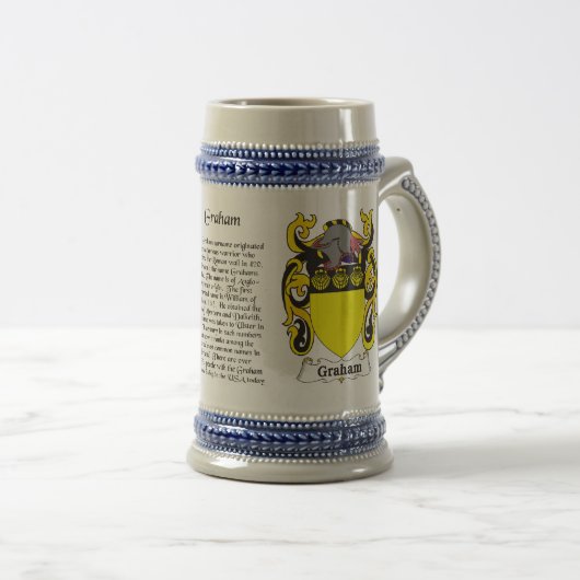 Graham Family Crest Stein Bierpul (Voorkant rechts)