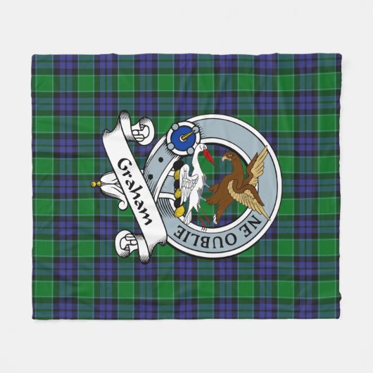 Graham of Menteith Clan Badge Tartan Pset Fleece Deken (Voorkant (Horizontaal))