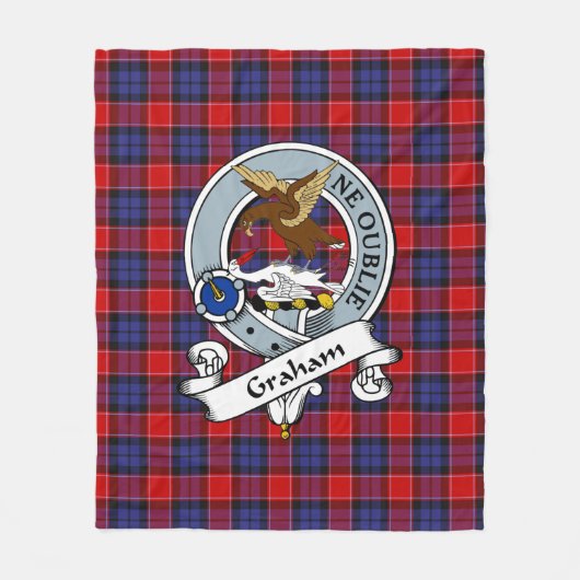 Graham of Menteith Red Clan Badge Tartan Pset Fleece Deken (Voorkant)