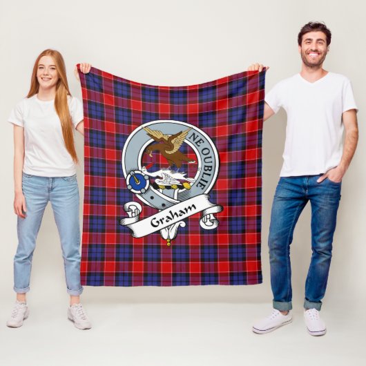Graham of Menteith Rode Clan Badge Tartan Schotse Fleece Deken (In situ)