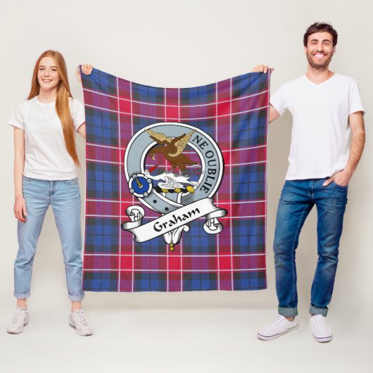 Graham Of Menteith Roze Clan Badge Tartan Plaid Fleece Deken (In situ)