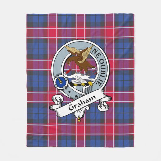 Graham Of Menteith Roze Clan Badge Tartan Plaid Fleece Deken (Voorkant)