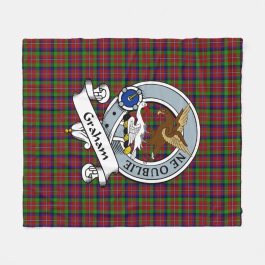 Graham Red Clan Badge Tartan Pset Fleece Deken (Voorkant (Horizontaal))