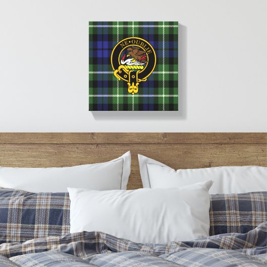 Graham Scottish Crest en Tartan Canvas print (Insitu (Slaapkamer))