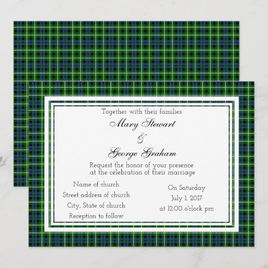 Graham Scottish Wedding Invitation Kaart (Voorkant / Achterkant)