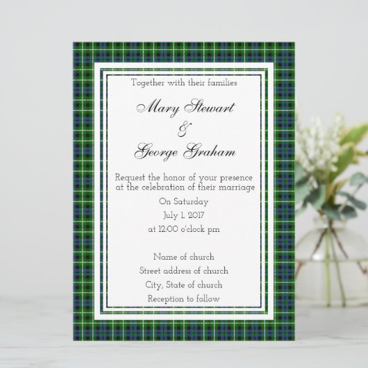 Graham Scottish Wedding Invitation Kaart (Staand voorkant)